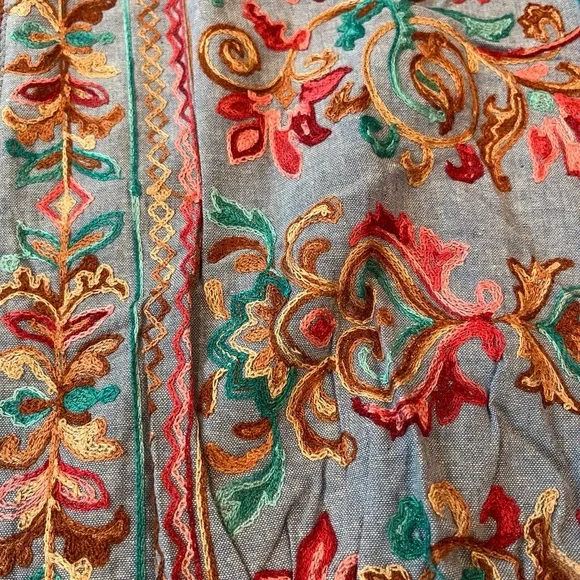 New NWT Umgee Blue Teddy Jacket‎ Bomber Embroidered Boho Sweater Knit Size Large - Picture 4 of 8